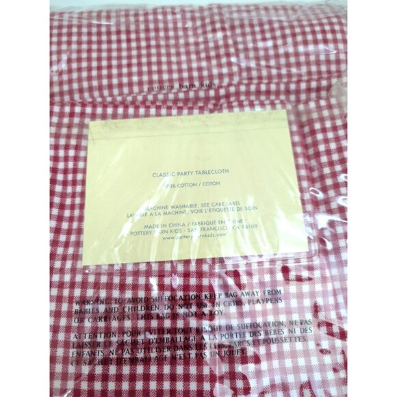 POTTERY BARN KIDS Gingham Cotton Tablecloth 66" X 66 & Matching Napkins Red New - Picture 4 of 5